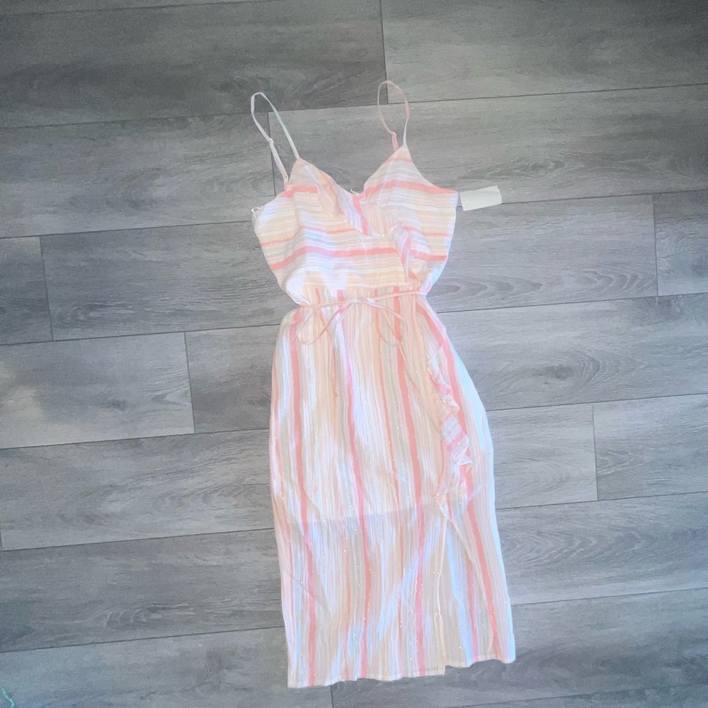 NSR Pastel Striped Midi Dress